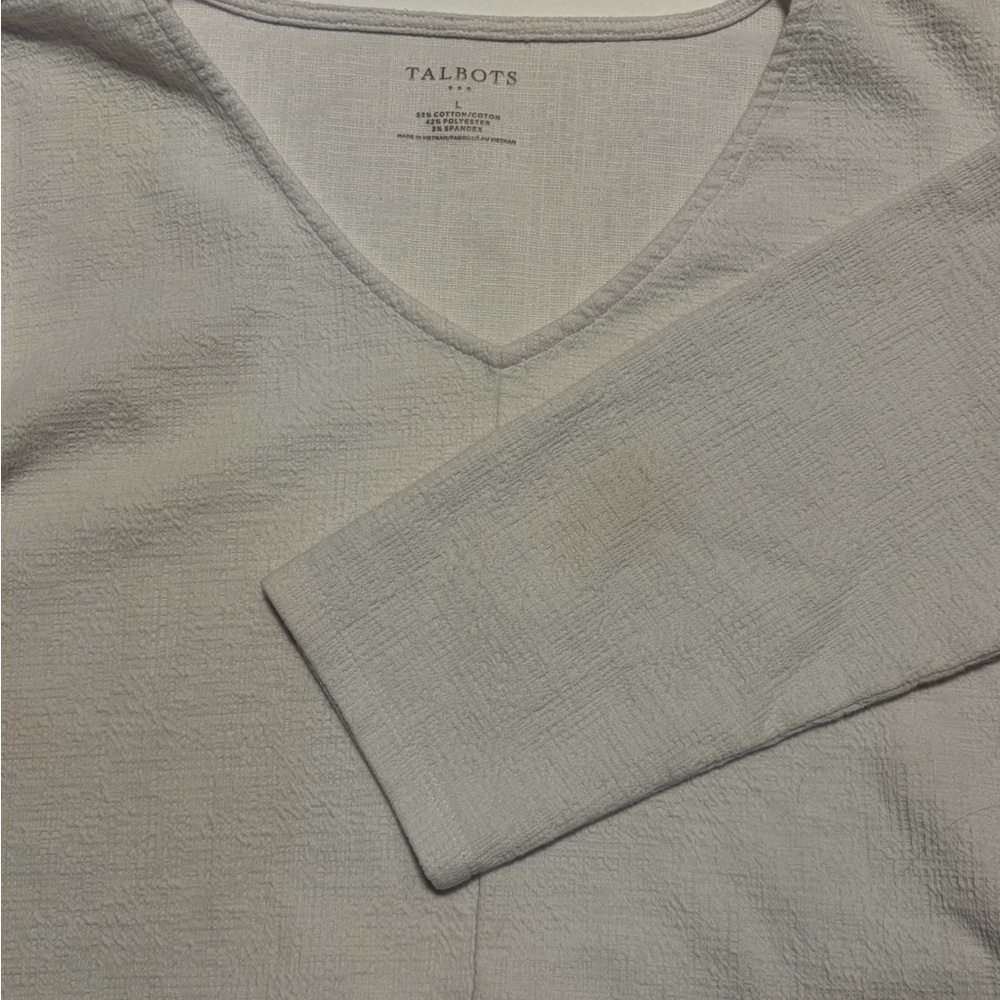 Talbots Women's Off-White Long Sleeve Top, Size L - Picture 4 of 6